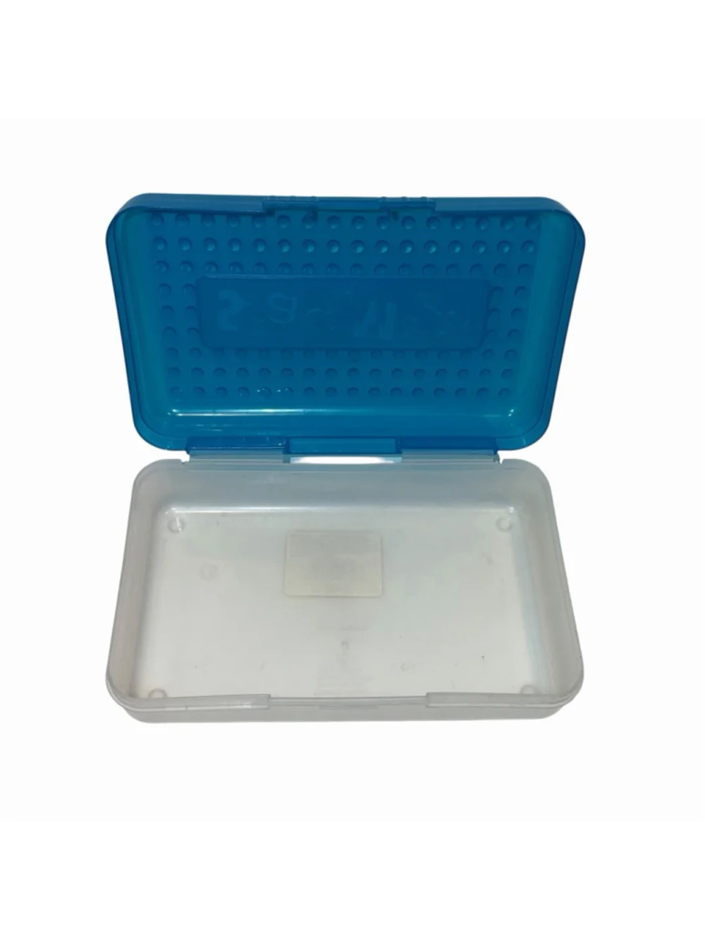 Spacemaker Vintage 90s Pencil Box Case Teal and Clear Made in the USA Nostalgic